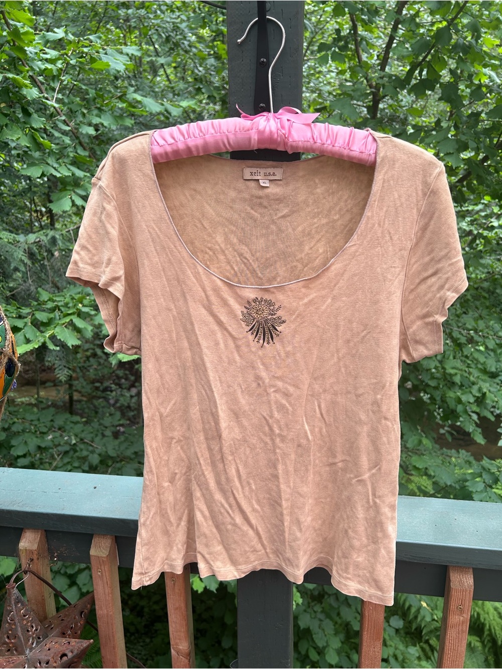 Women's Scoop Neck Short Sleeve Top in Peach